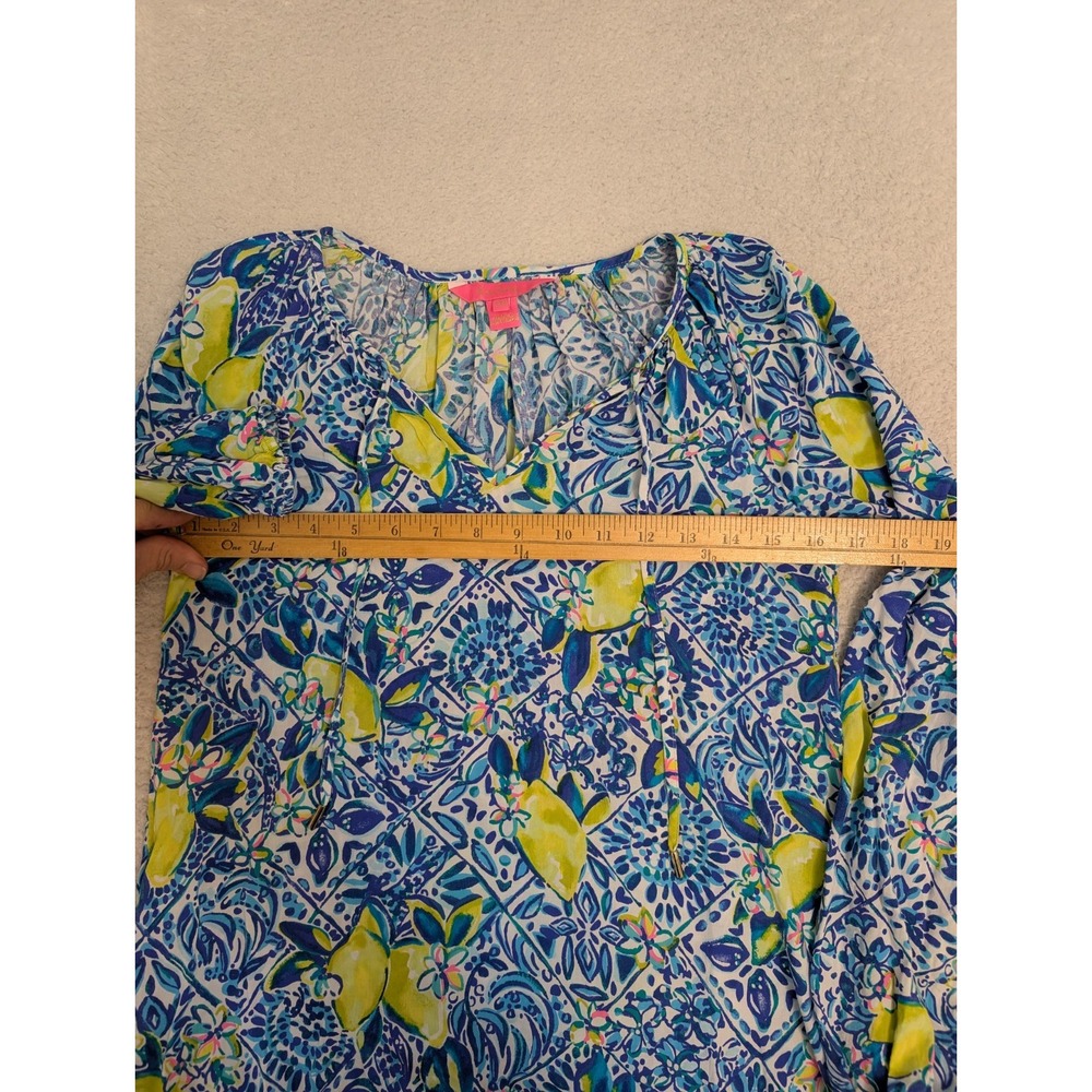 Lilly Pulitzer Willa Top Zest For Life Resort Lemon Print Women's XXS (01017C) - Picture 4 of 6